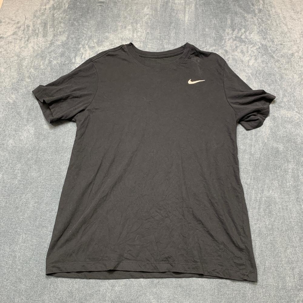 Nike Dri-Fit T-Shirt Mens Large Black Swoosh Logo Cotton Regular Fit Casual